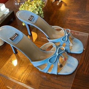 NEW Sz 8B Stuart Weitzman Baby Blue 3.5” Heel Slides